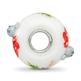 Ster.Silver Reflections Hand Painted Christmas Mouse Fenton Glass Bead